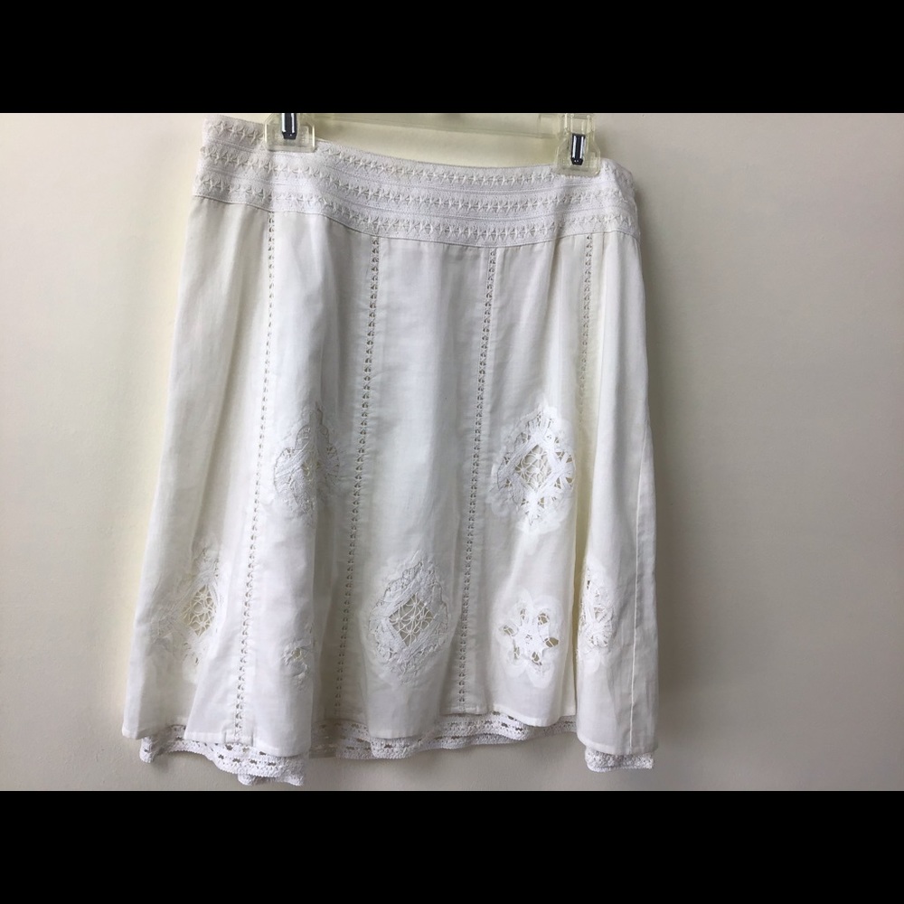 Apt. 9, P12, Wht.,Cut Work, Lace Trim, Skirt,NWOT.